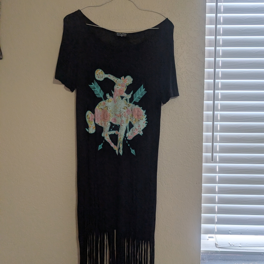 Crazy Train Black Dress with Floral Accents